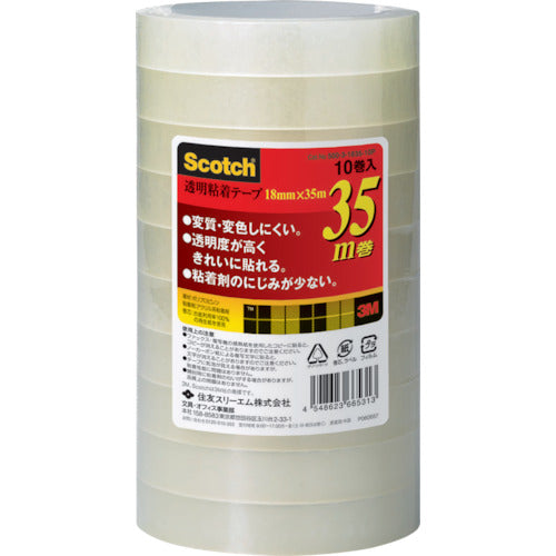 3M 透明粘着テープ500 18mmX35m 10巻パック 500-3-1835-10P 1 PK