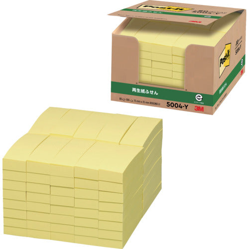 3M Post-it 75X25mm Yellow 100 sheets x 80 pads = 8000 sheets 5004-Y 1 box