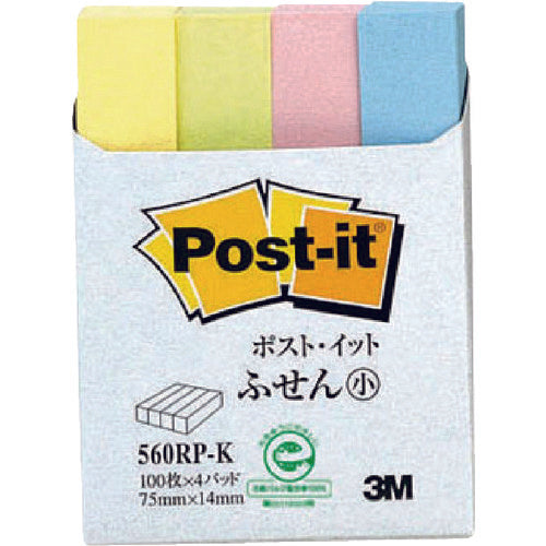 3M Post-it 75 x 14 mm 100 sheets x 4 pads 4-color mix 560RP-K 1 PK