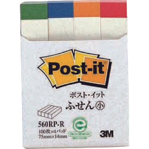 3M Post-it 75 x 14 mm 100 sheets x 4 pads Rainbow 560RP-R 1 PK