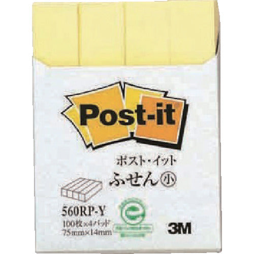 3M Post-it 75 x 14 mm 100 sheets x 4 pads Yellow (400 sheets) 560RP-Y 1 PK