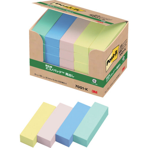 3M Post-it 50X15mm x25 pads, 4 colors, 2500 sheets, 7001-K, 1 PK