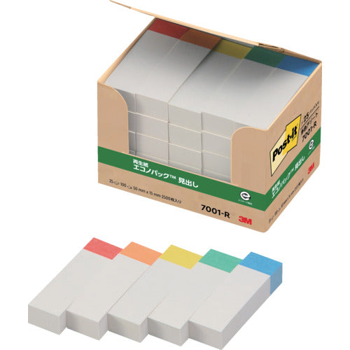 3M Post-it 50X15mm 100 sheets x 25 pads Rainbow 7001-R 1 PK