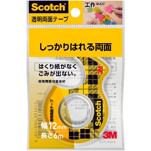 3M スコッチ 透明両面テープ小巻 12mmX6m 巻芯径25mm W-12 1 巻