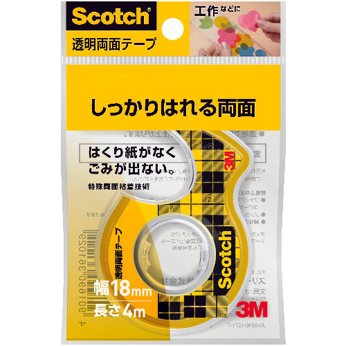 3M Scotch transparent double-sided tape small roll 18mm x 4m core diameter 25mm W-18 1 roll