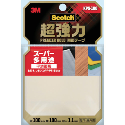 3M 스카치 초강력 양면 테이프 프리미어 골드 슈퍼 다용도 시트 타입 100mm×100mm KPS-100 1장