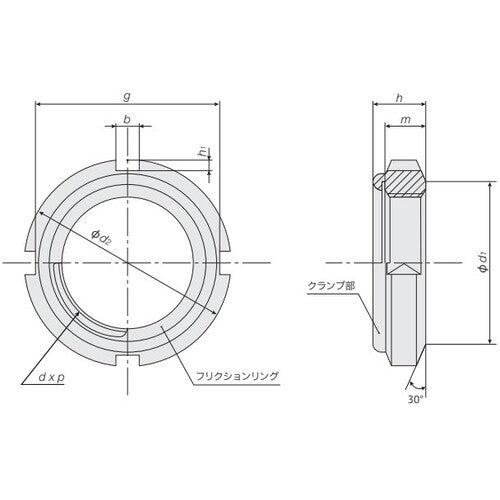Fuji Precision FINE U-NUT M25 x 1.5 S45C FUN05SC 1 piece