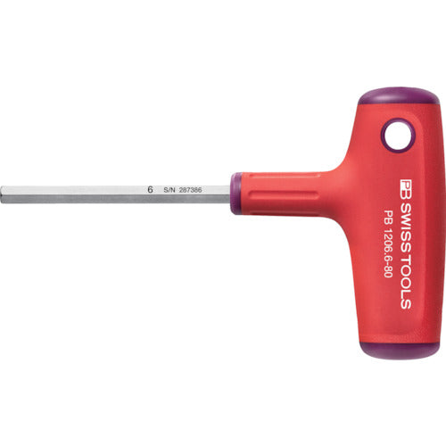 PB Swiss Tools Cross Handle Hexagonal Bar Driver, Diagonal Size 6, Total Length 80, 1206-6-80, 1 Piece