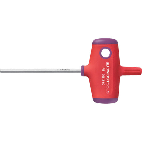 PB Swiss Tools Cross Handle Hexagonal Bar Driver, Diagonal Size 3, Total Length 60, 1206-3-60, 1 Piece