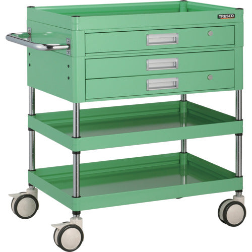 TRUSCO ツールワゴン ファルコンワゴン750X500 引出付 ゴム車輪 ヤンググリーン色 FAW-973XZ-YG 1 台