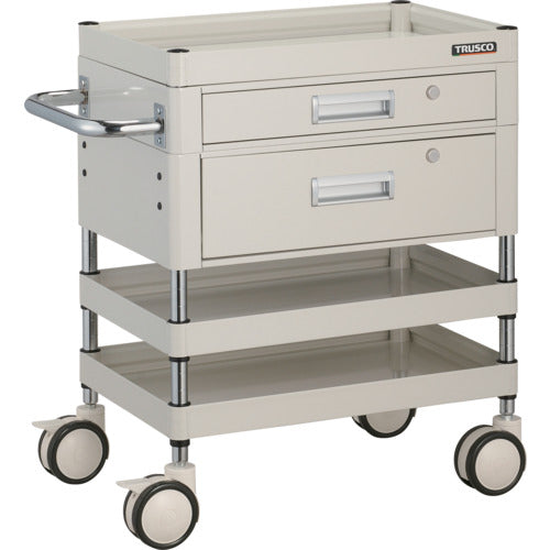 TRUSCO ツールワゴン ファルコンワゴン750X500 引出付 ゴム車輪 ホワイト色 FAW-672VZ-W 1 台