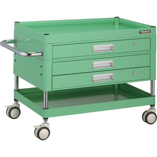 TRUSCO ツールワゴン ファルコンワゴン750X500 引出付 ゴム車輪 ヤンググリーン色 FAW-672XZ-YG 1 台