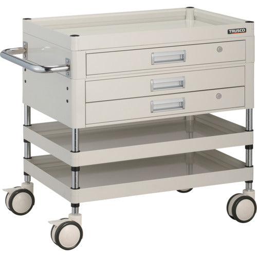 TRUSCO ツールワゴン ファルコンワゴン750X500 引出付 ゴム車輪 ホワイト色 FAW-773XZ-W 1 台