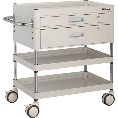 TRUSCO ツールワゴン ファルコンワゴン750X500 引出付 ゴム車輪 ホワイト色 FAW-973VZ-W 1 台