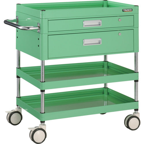 TRUSCO ツールワゴン ファルコンワゴン750X500 引出付 ゴム車輪 ヤンググリーン色 FAW-973VZ-YG 1 台