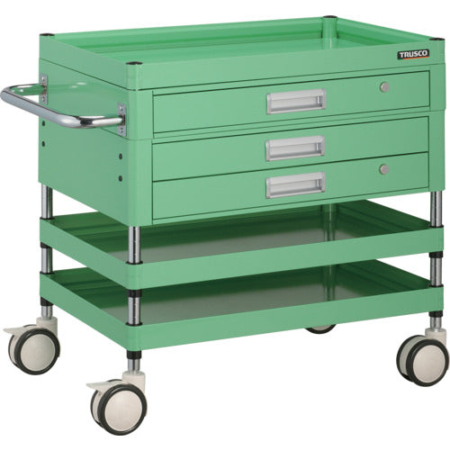 TRUSCO ツールワゴン ファルコンワゴン750X500 引出付 ゴム車輪 ヤンググリーン色 FAW-773XZ-YG 1 台
