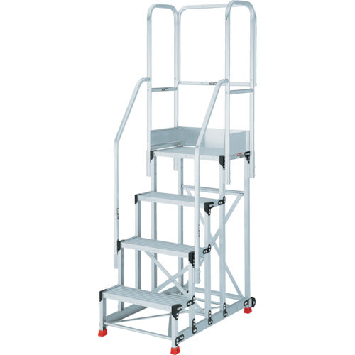 TRUSCO Aluminum Work Platform 5 steps 1.25m high Top dimensions 1000 x 400 Step height 250mm Full set with handrails TSF-510125-TF250 1 unit