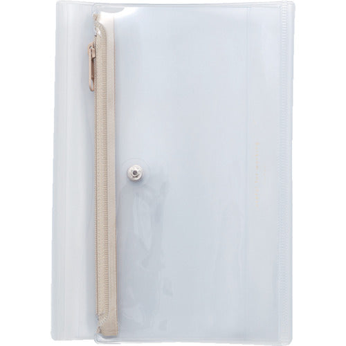 Daigo Isshoni. Notebook cover with pen case PVC A5 R clear beige N1942 1 book