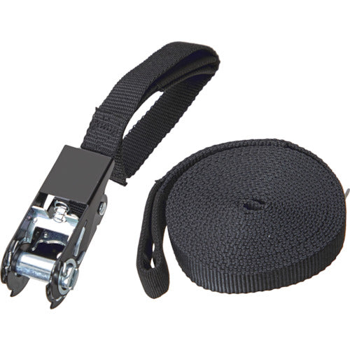 TRUSCO 簡易結束ベルト 25mmX5m アイタイプ 黒(ラチェット機能あり) TSB-255I-BK 1 本