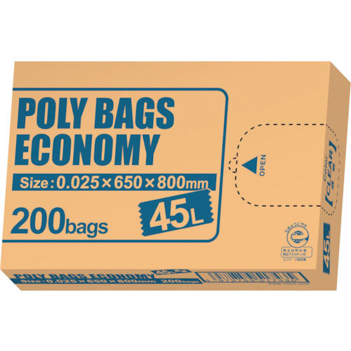 ORDY Polybag Economy Box Garbage Bag 45L 0.025mm Transparent 200P PBE-N45-200 1 pack