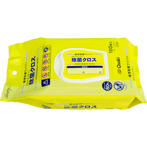 オオサキメディカル アルウエッティ除菌クロス ピロータイプ 14cm×20cm 100枚入 72160 1 袋