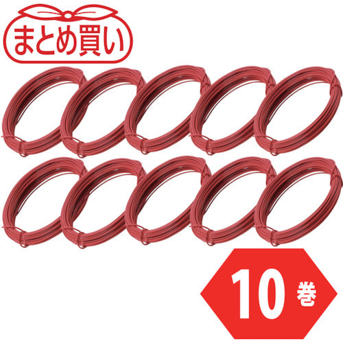 TRUSCO bulk purchase color wire, small roll type, red, 18 count, wire diameter 1.2 mm x 10 m, 10 pieces, TCWS-12R-10P, 1 set