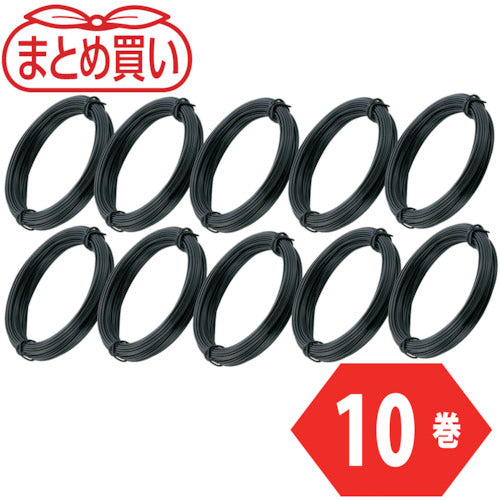 TRUSCO bulk purchase color wire, small roll type, black, 18 count, wire diameter 1.2 mm x 10 m, 10 pieces, TCWS-12BK-10P, 1 set