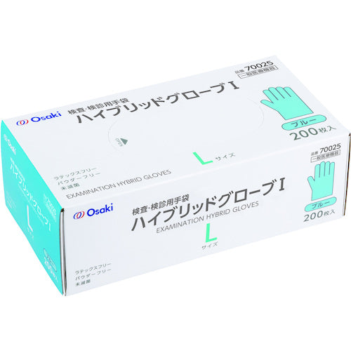 오사키 메디컬 하이브리드 장갑 I L 블루 200 매입 70025 1 상자