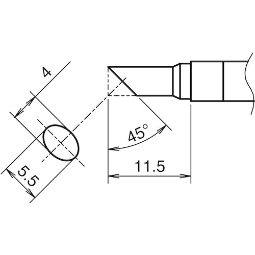 Hakko soldering tip, C-type, 4mm wide, 5.5mm long, face only, T39-CF4055, 1 piece