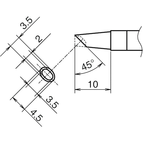 Hakko soldering tip BC type, width 3.5 mm, height 4.5 mm, with indentation T39-BCM3545 1 pc