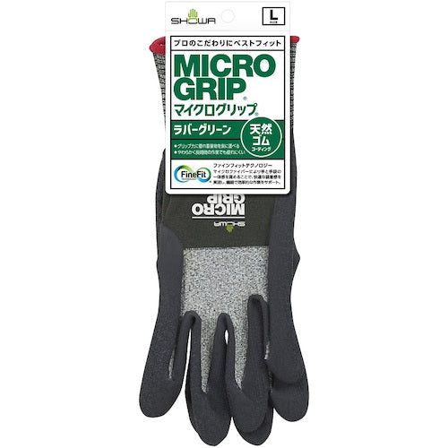 SHOWA 天然ゴム背抜き手袋 NO344 マイクログリップ ラバーグリーン Lサイズ NO344-L 1 双