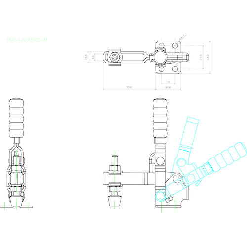 育良 下方押さえ型トグルクランプ 垂直ハンドル(31335) ISK-HV4500-M 1 個
