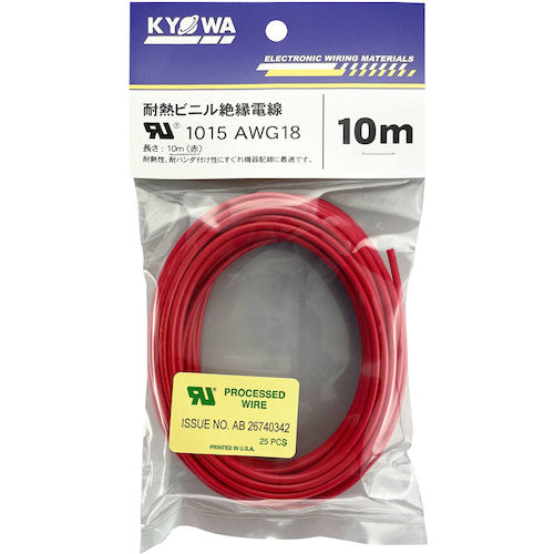 KYOWA UL heat-resistant vinyl insulated wire UL1015 AWG18 10M red UL1015 AWG18 10M RD 1 roll