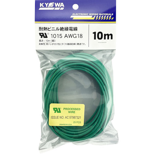 KYOWA UL heat-resistant vinyl insulated wire UL1015 AWG18 10M green UL1015 AWG18 10M GR 1 roll