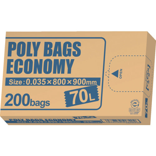 オルディ ポリバッグエコノミーBOXゴミ袋 70L 0.035mm 透明 200P PBE-N70-200 1 冊