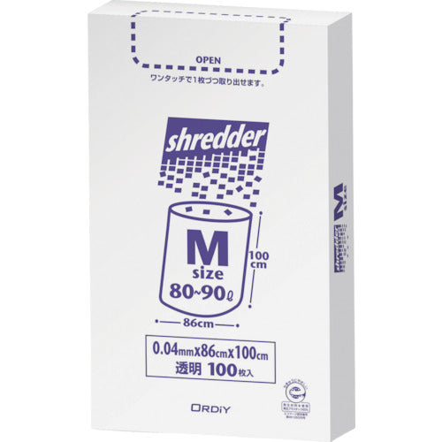 ORDY Polybag Shredder Garbage Bag Box M 0.04mm Transparent 100P PBS-NM 1 Pack