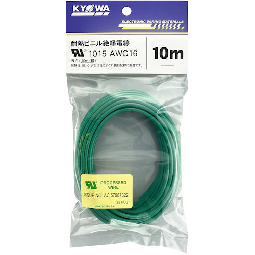 KYOWA UL heat-resistant vinyl insulated wire UL1015 AWG16 10M green UL1015 AWG16 10M GR 1 roll