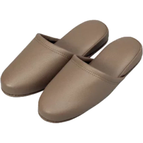 オーミケンシ 抗菌レザー調スリッパ 前閉じ キャメルブラウン(名入れ可能) 36011 1 足