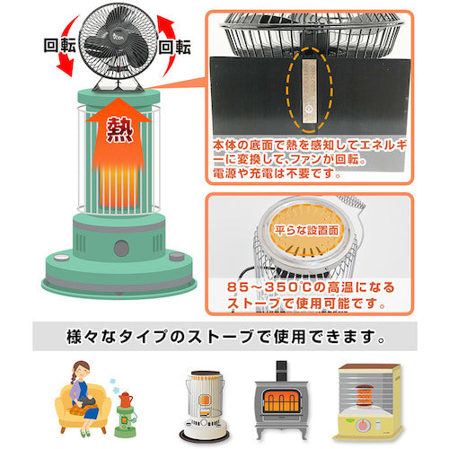 サンコー 熱の力で回転!ストーブ用ファン「熱風サーキュレーター ガード付き」 STBFANHBK 1 個