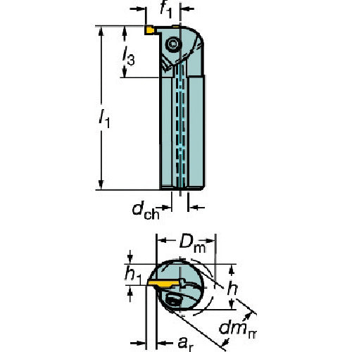 サンドビック コロカット1・2 溝入れ加工用ボーリングバイト(480) LAG123G11-40B 1 本