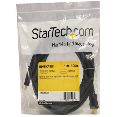 StarTech HDMI 1.4 Cable / 3m / 4K30Hz / High Speed HDMI / Male-Male / Black / Ethernet Compatible HDMIMM10HS 1 Pack