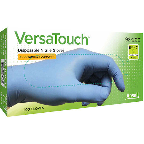 Ansell Chemical-Resistant Nitrile Rubber Disposable Gloves VersaTouch 92-200 Medium Size (100 Gloves) 92200-8 1 Box