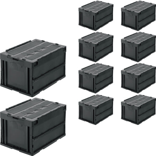 TRUSCO 【まとめ買い】オリコン 蓋つき折りたたみコンテナ 50L グレー 10個 CT50-GY-10P 1 S