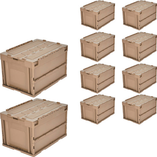 TRUSCO 【まとめ買い】オリコン 蓋つき折りたたみコンテナ 50L コヨーテ 10個 CT50-CYT-10P 1 S