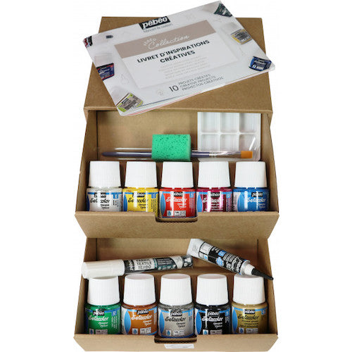 ペベオ 布用水性アクリル絵具セタカラー不透明色アトリエコレクション 10色x45ml+アクセサリー 758481 1 本