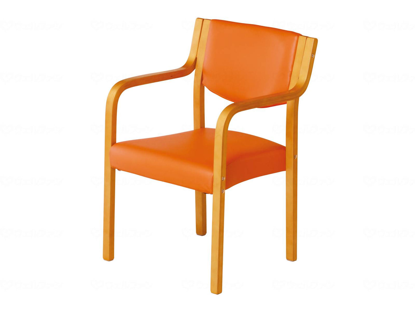 弘益木製チェア オレンジ ナチュラルフレーム