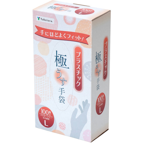 Taketora Plastic Gloves 100 Powder Free L 100 pieces 075974 1 box