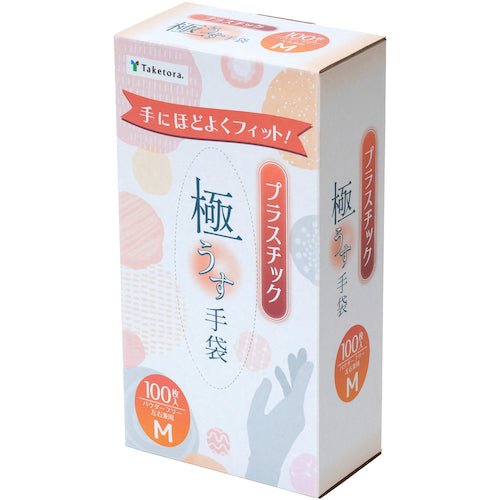Taketora Plastic Gloves 100 Powder Free, Medium, 100 pieces, 075973, 1 box