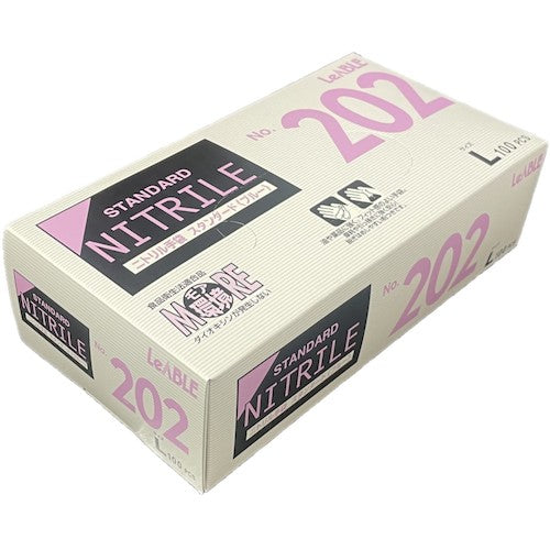 LEABLE ニトリルスタンダードブルー粉付L 100枚入 NO.202L 1 箱