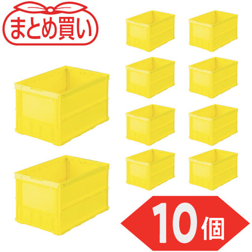 TRUSCO 【정리 구매】오리콘 얇은 접이식 컨테이너 50L 옐로우 10개 TR-O50B-Y-10P 1 S